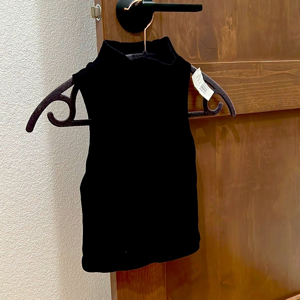 New with tags Black sleeveless turtle neck crop top. Size Small.